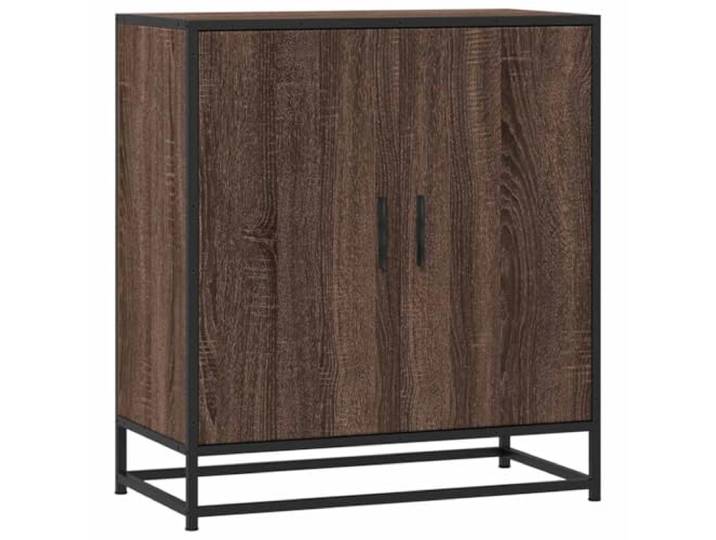 KGFHERENB Sideboard Braun Eichen-Optik 68x35x76 cm Beistellschrank Kompakte Kommode mit 3 Fächern hinter Türen für Wohnzimmer und Flur, robustes Metallgestell, 60 kg Belastbarkeit.