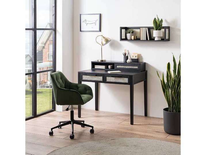 Bürostuhl TILLY 56 x 80 x 56cm Samt Vilda: Dunkelgrün Grün/Dunkelgrün