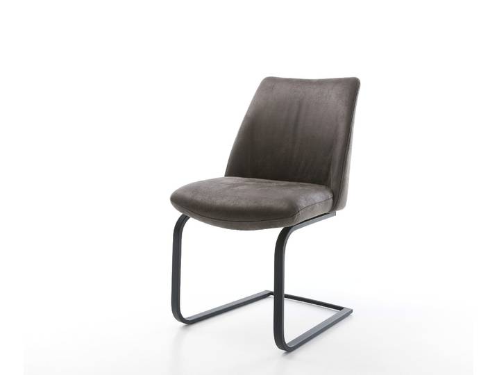 Cantilever Elso Flex microvelours anthracite vintage pied cantilever plat noir ressorts ensachés