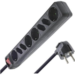 InLine Steckdosenleiste 16481S, mit 1,5m Kabel, 8-fach in schwarz, mit Schalter