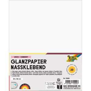 Folia Buntpapier 70000, glänzend, 35 x 50 cm, weiß, 80 g/m², gummiert, selbstklebend, 20 Blatt