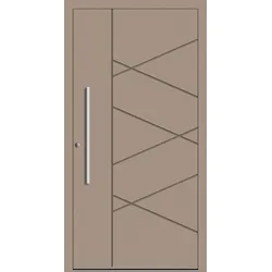 SCHÜCO Aluminium Haustür "LUNA" ADS 75.SI RC2 Graubeige RAL 1019 innen öffnend DIN links
