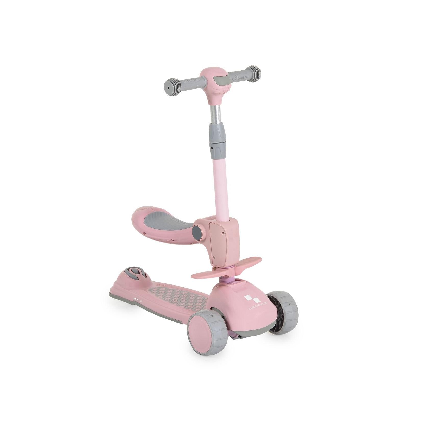 Byox Kinderroller Checkmate 2 in 1 Laufrad, Sound, Licht, Lenkerhöhe verstellbar rosa