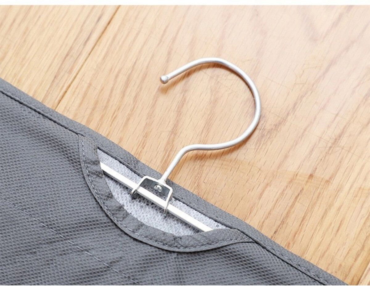 INF Vierstöckiger Hänge-Organizer für Taschen mit Sichtnetz und Metallhaken Grau