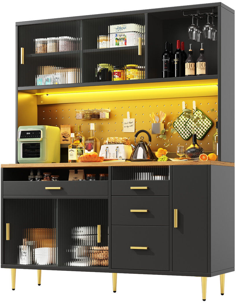 George Oliver 171 cm H Glass Kitchen Pantry 171cm H X 145cm W X 39cm D