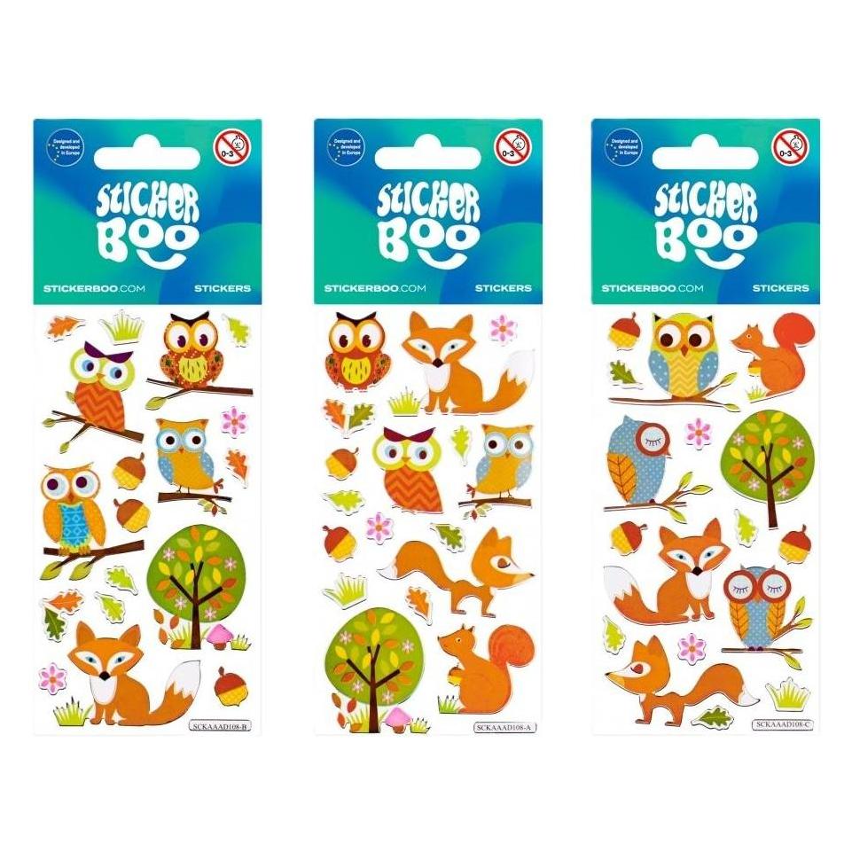 Sticker Boo Aufkleber BOO silberne Aufkleber Eulen und Füchse mischen (1 Sticker) (41908592)