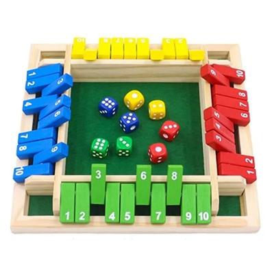Classic Wooden Shut The Box Dice Game 4 Player Strategy Board For Family & Social Gatherings multicolor