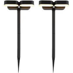 Stecklampe Wegleuchte Garten Außenleuchte Wand Erdspieß Solarleuchte Bewegungsmelder Akku, schwarz opal, 1x LED, DxH 23x10,3x55 cm, 2er Set