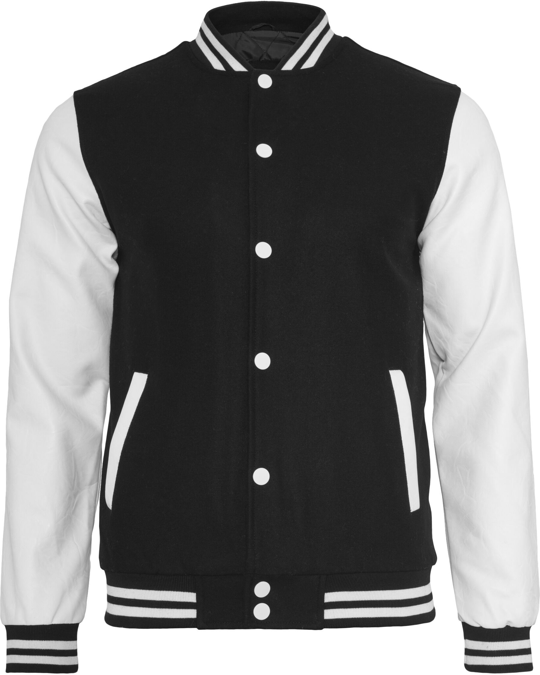 Allwetterjacke URBAN CLASSICS "Urban Classics Herren Oldschool College Jacket", Herren, Gr. S, schwarz, weiß, 50% Wolle, 50% Viskose, mehrfarbig, normal, amerikanischer Ausschnitt, Jacken