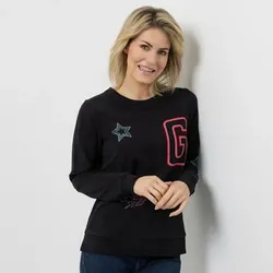 DINE 'N' DANCE Sweatshirt Rundhalsausschnitt Strass-Details figurumspielend