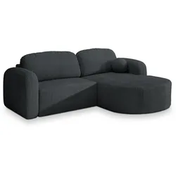 ECKSOFA AMILIA P R-S Graphitfarben Kordstoff mit Schlaffunktion