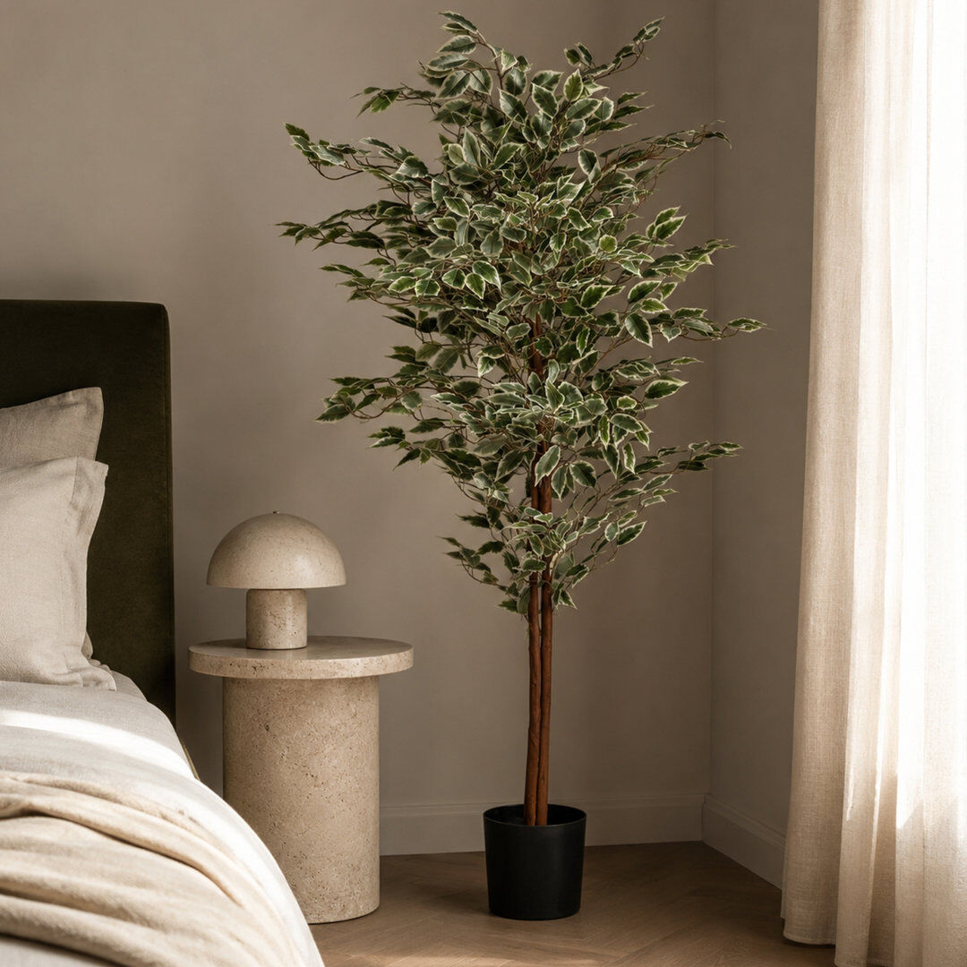 Leaf Artificial Ficus Tree / Plant 160cm Faux Ficus Tree in Pot Liner Green 160cm H X 80cm W X 80cm D