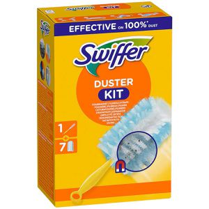 Swiffer Staubwedel Staubmagnet Kit Starterset, Mischgewebe, Länge: 30 cm, 7 Tücher