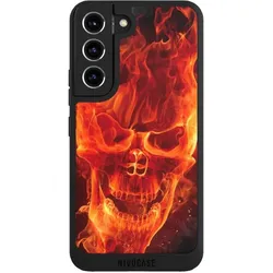 Nivocase Handyhülle für Samsung Galaxy S22 Hülle NIVOpure Case Schwarz Feuer Schädel Totenkopf (Samsung Galaxy S22), Smartphone Hülle, Schwarz