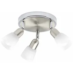 BRILLIANT Lampe Sofia Spotrondell 3flg eisen/chrom/weiß   3x D45 , E14 , 40W , geeignet für Tropfenlampen (nicht enthalten)   Köpfe schwenkbar