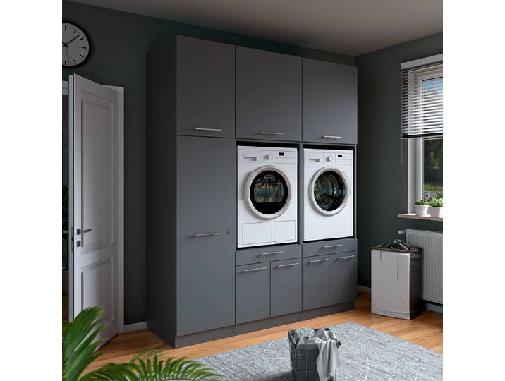 Set de buanderie H 186 x 238cm Gris/Anthracite