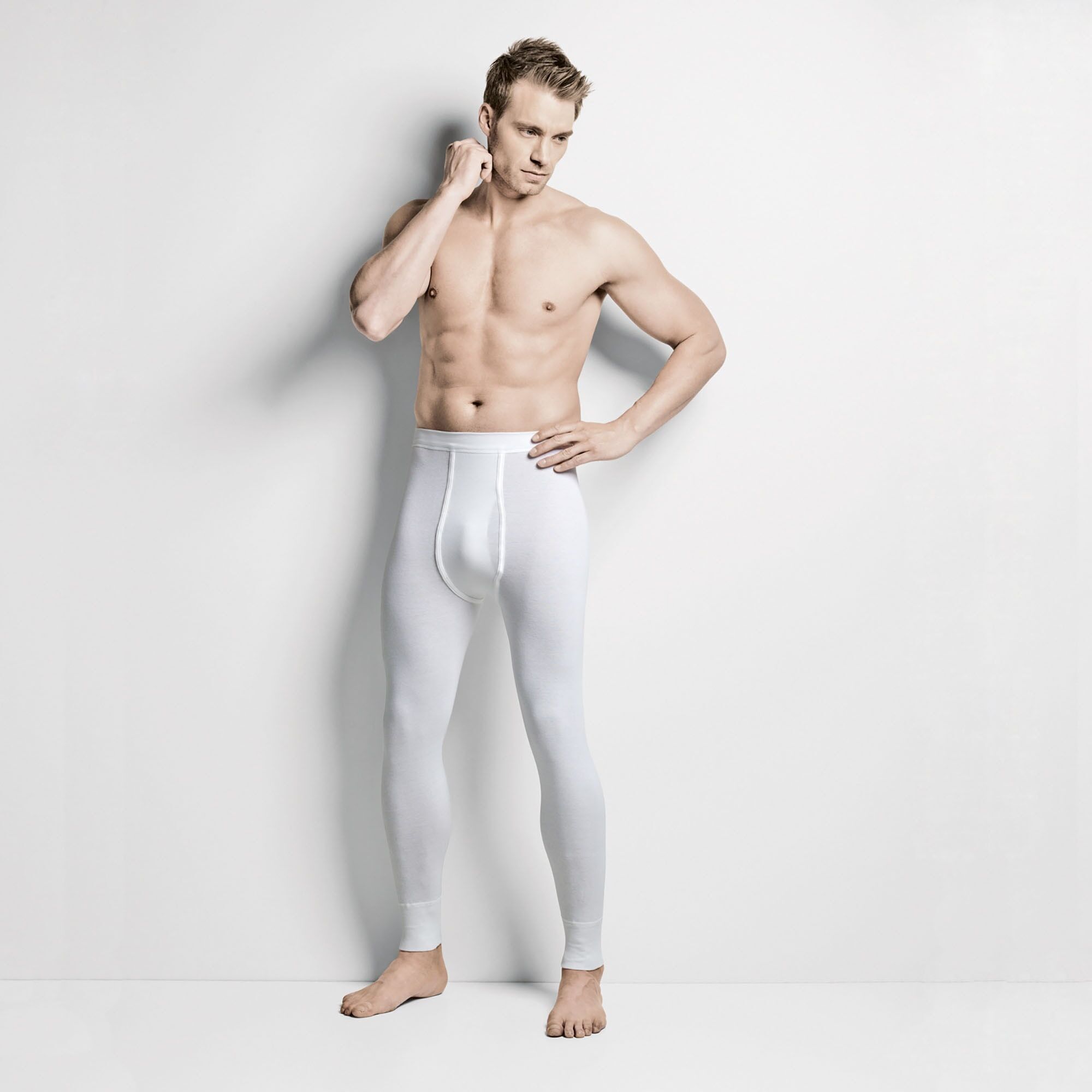 Lange Unterhose ISA BODYWEAR "Lange Unterhose mit Eingriff ''Udo''", Herren, Gr. XL, weiss (weiß), Obermaterial: 100% Baumwolle CO., Unterhosen Lange Unterhose weiß XL