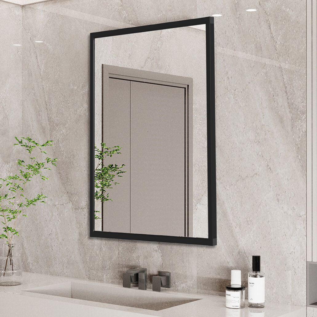 Metro Consuela Rectangle Wall Makeup / Shaving Mirror Black 90 cm H x 60 cm W
