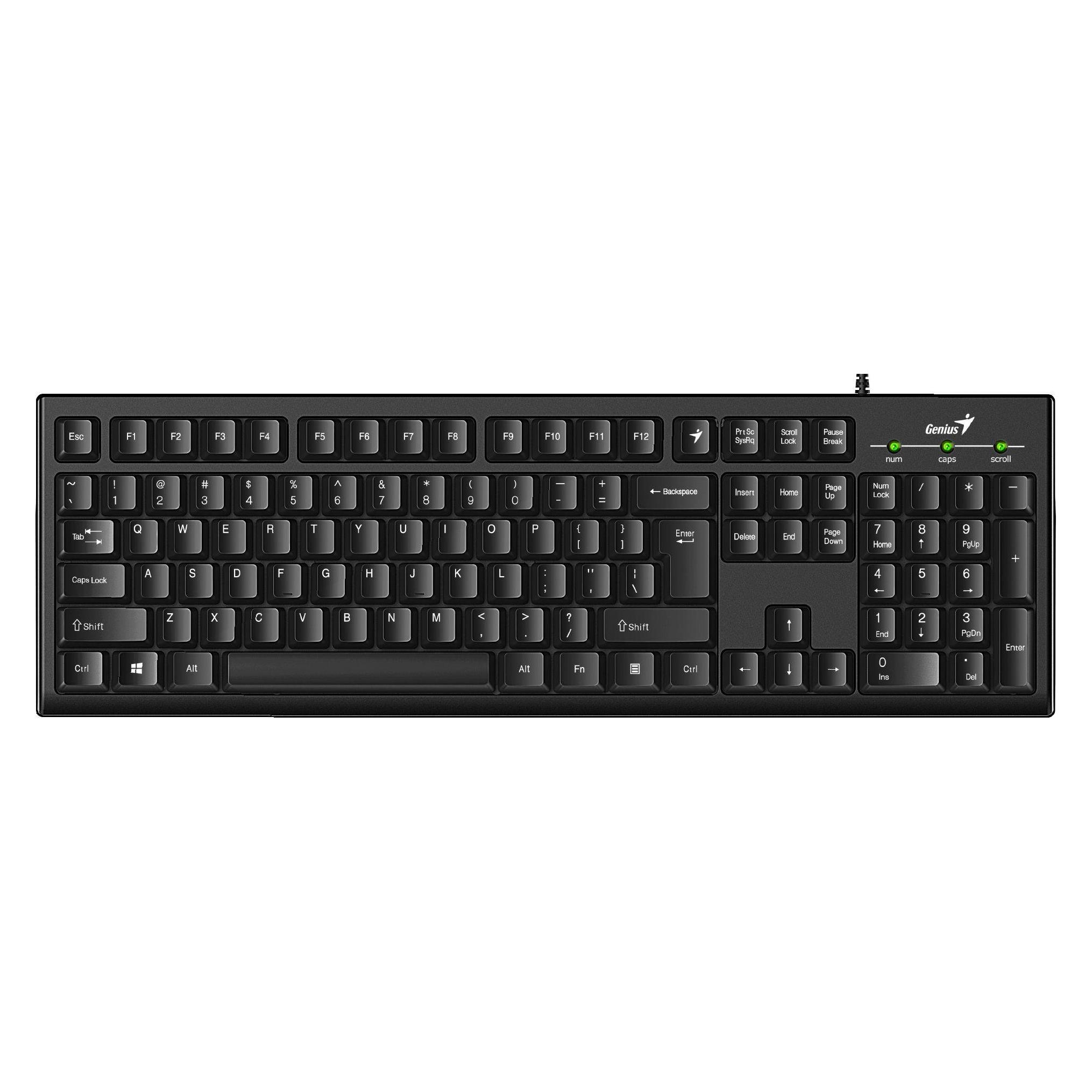 Genius KYE 31300005400 Tastatur Smart KB-100, Schwarz, USB, US (US, Kabelgebunden) (31300005400)