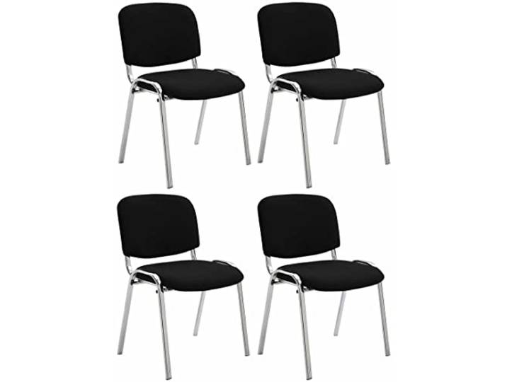 CLP 4er Set Stühle Ken Chrom Stoff I Gepolsterte Sitzfläche, Farbe: schwarz