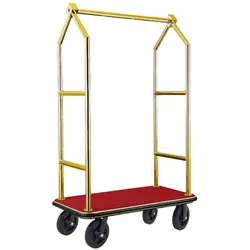 WAS Germany Gepäckwagen Voyager, 112 x 65 x 190 cm, Titanium gold, roter Teppich, Chromnickelstahl 18/8