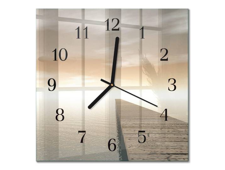 Tulup Wanduhr 30x30 cm - Pier, Braun, Glas, Quadratisch, 30x30x0.4 cm, Dekoration, Uhren, Wanduhren