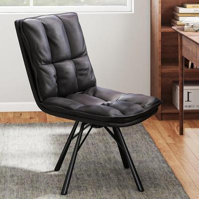 Bestier Office Chairs Set of 2, Dining Chairs with Metal Legs Armless Chair PU Leather Comfortable Upholstered Desk Chairs - N/A