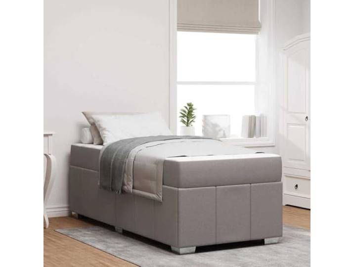 WDGJJFECNMUEHI Stoff Holzwerkstoff Boxspringbett Design 120 x 190 cm Taupe Bettrahmen mit Matratze Taupe 120 x 190 cm Stoff Boxspringbett mit Taschenfederkern Lattenrost Stabil Schlafzimmer Doppelbett