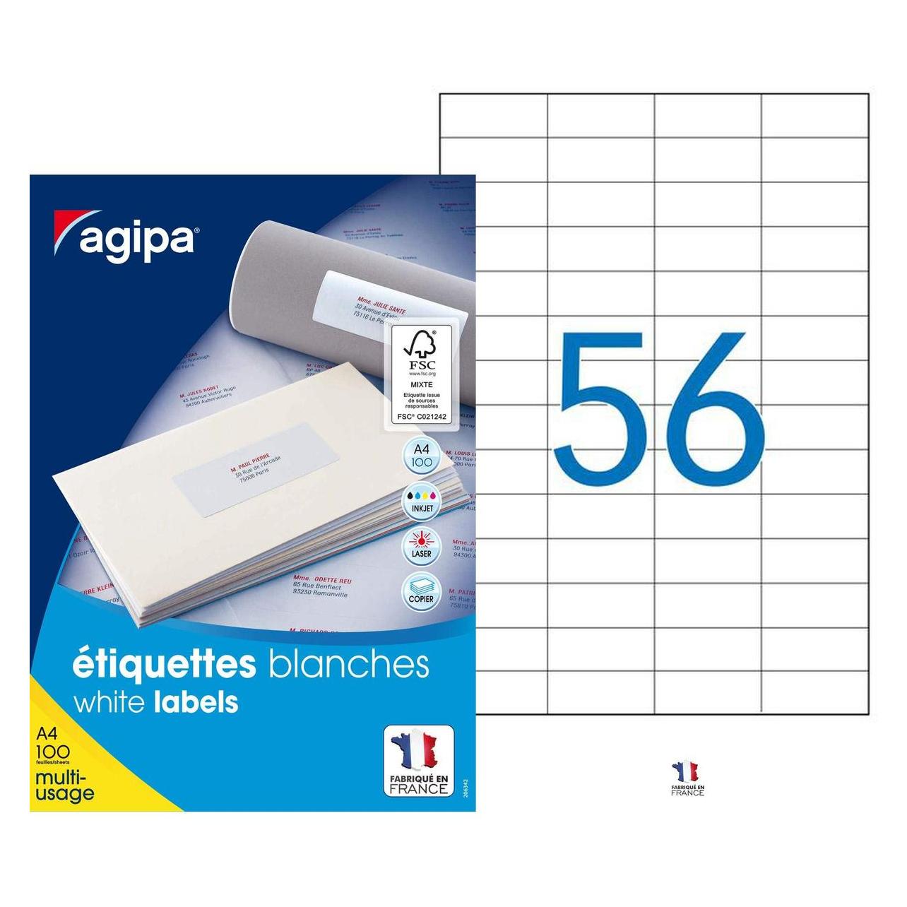 Agipa Universal-Etiketten, 52,5 x 21,2 mm, mit Abzieh-Hilfe (118992)