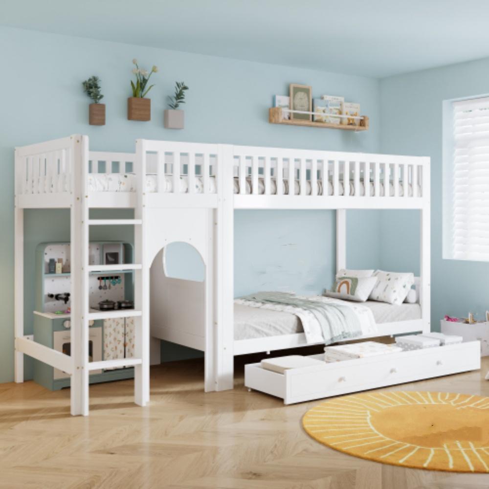 Etagenbett Kinderbett, Vierstufige gerade Leiter Bett 90x200cm