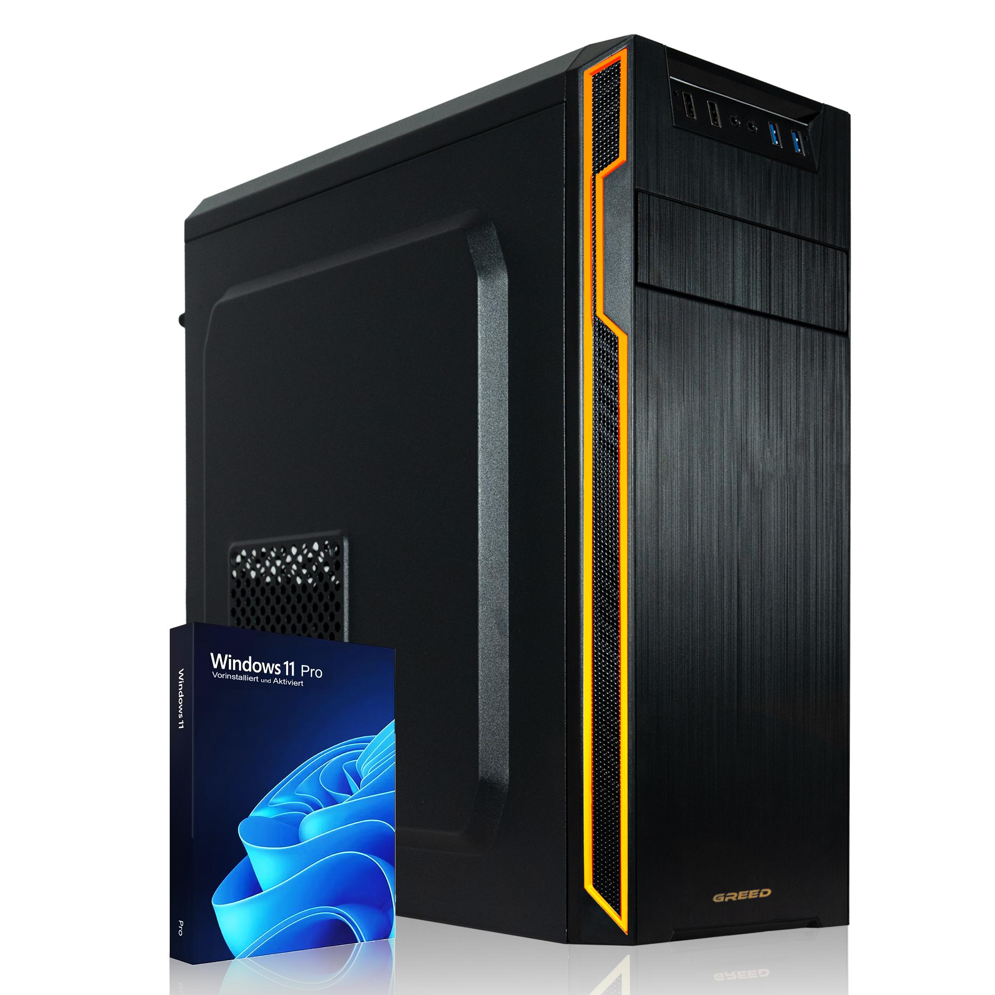 GREED Basic PC mit Intel Celeron G5905 - Computer für Büro & Home mit 3,5 GHZ, 8GB RAM - 512 GB SSD - USB3.0 - WLAN, inkl. Windows 11 Pro
