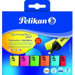 Pelikan Textmarker 490 nachfüllbar VE=5x6 Stück farbig sortiert