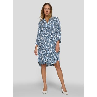 Druckkleid RABE, Damen, Gr. 50, N-Gr, blau (pazifik), Web, Obermaterial: 100% Viskose, bedruckt, gemustert, bequem kniefrei, Rundhals, Kleider Druckkleid, mit floralem Allover-Print