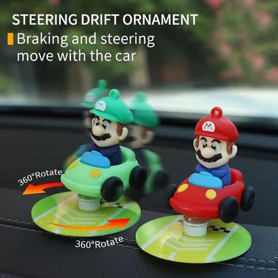 Uplift Picks Drift Tail Swing Rotating Car Ornament Dashboard Decoration Toy blue & Yellow