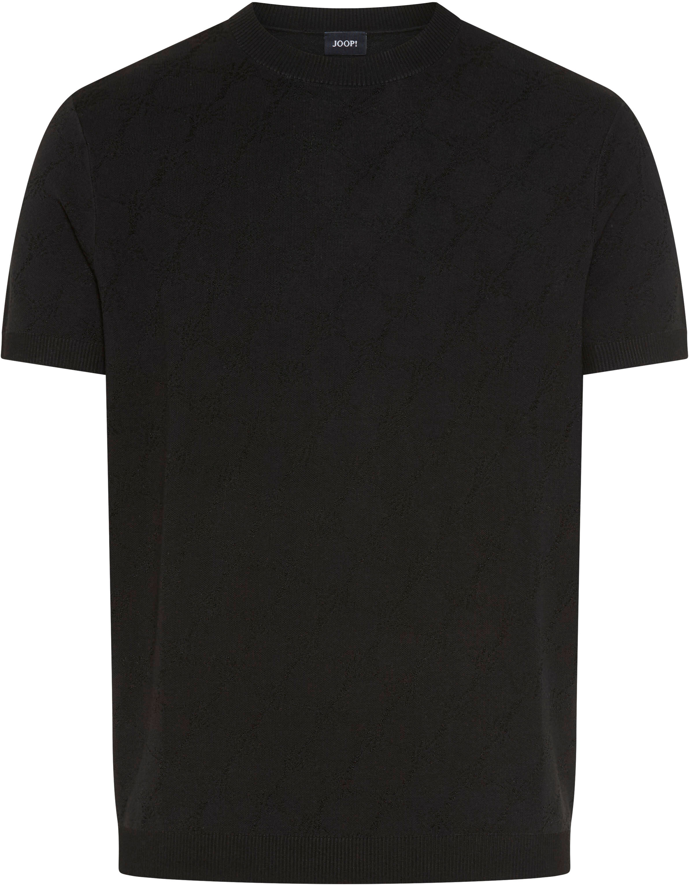 Joop! Kurzarmpullover JOOP "Ravao", Herren, Gr. M, schwarz, Strick, Obermaterial: 53% Baumwolle, 47% Viskose, unifarben, Rundhals, Rippbündchen, Pullover Kurzarmpullover, Cornflower Allover schwarz M