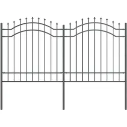 vidaXL Gartenzaun Grau 240 x 165 cm Pulverbeschichteter Stahl