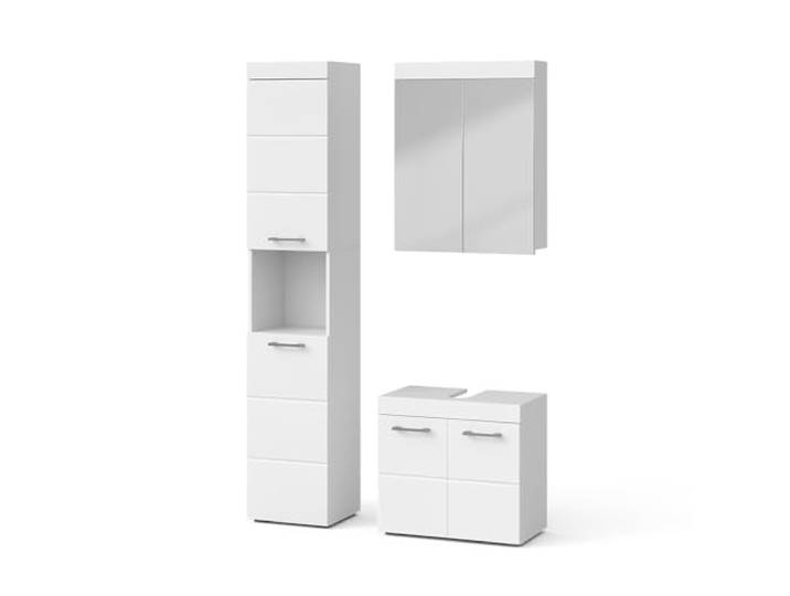 Vicco Badmöbel-Set Luna , Weiß 60 cm 3-teilig · Waschtischunterschrank · Spiegelschrank · Hochschrank