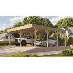 Weka Doppelcarport mit Vorbereitung zur Dachbegrünung 644 x 718 cm - Leimholz