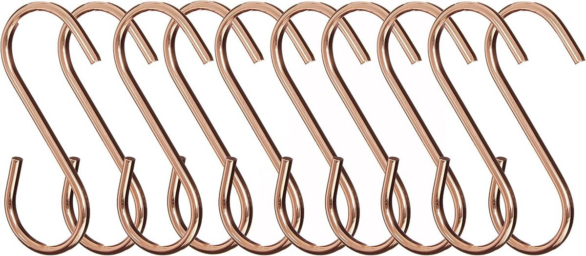 10x Roze Goud Kleerhangers Haken - Sterke IJzeren Ophanghaken voor je Kledingkast