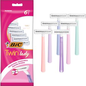 Bic Nassrasierer Twin Lady, Einwegrasierer, für Damen, 2-fach Klinge, 6 Stück