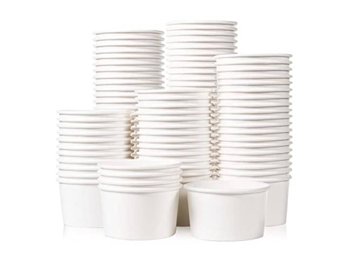 MATICAN Papier-Eisbecher – 100 Stück 156 ml Einweg-Dessertschalen für heiße oder kalte Speisen, 156 ml Partyzubehör, Leckerlibecher für Eisbecher, gefrorener Joghurt, Suppe, weiß