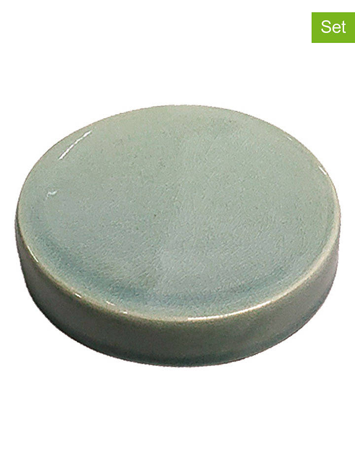 Azao 2er-Set: Seifenschalen ''Tidiane'' in Grün - (H)2 x Ø 11 cm - onesize