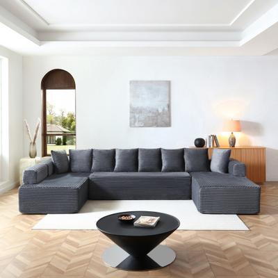 Loedds 109-inch 4-Seat Modular L-Shaped Modern Corduroy Sectional Sofa with Chaise and High-Density Foam for Living Room