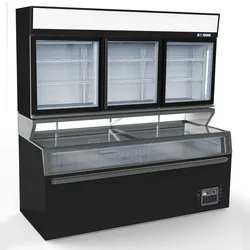 Supermarkt Wandtiefkühlung MANUPO | 5x Glastür + LED & Display | 546+900L, HxBxT 210,2x210,4x89cm | -18/-22°C | Schwarz | + CHEFGASTRO Geschirrtuch