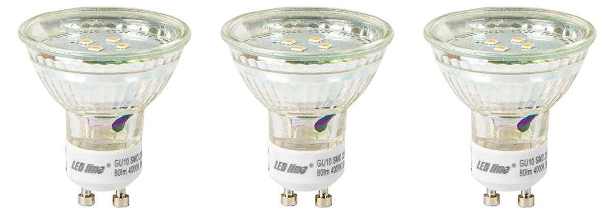 LED Line LED Spot PAR16 GU10 Helder - 1W 60lm 4000K Neutraalwit - 3 stuks