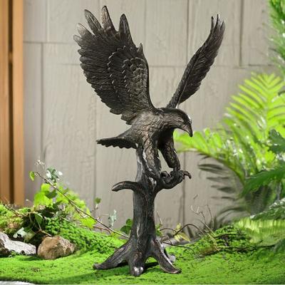 San Pacific - Ds Perching Eagle Garden Sculpture Dark Bronze , Dark Bronze