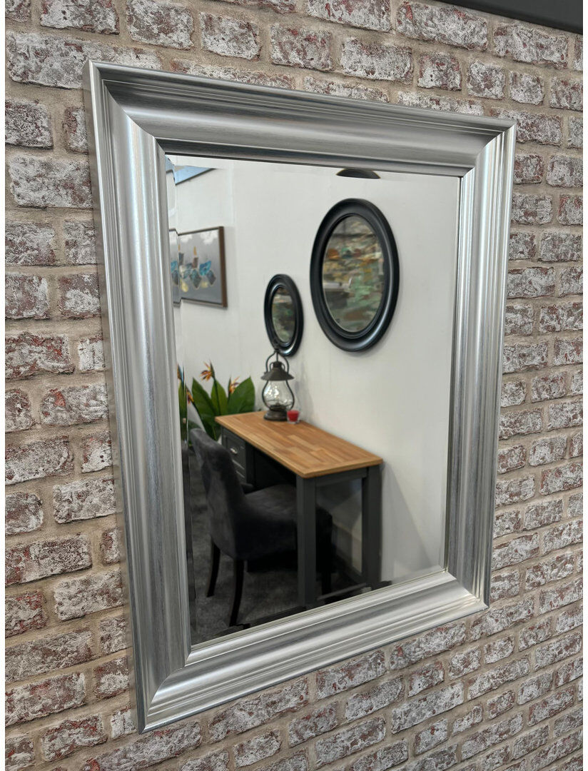 Ebern Designs Panos Plastic Leaning and Wall Mirror Silver 85cm H x 85cm