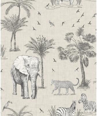 Arthouse Lionel Grey Safari Lagoon Wallpaper