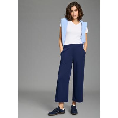 Culotte LAURA SCOTT, Damen, Gr. 44, N-Gr, blau (marine), Obermaterial: 96% Polyester, 4% Elasthan, Georgette, gepflegt, unifarben, Basic, 7/8-Länge, Hosen Culotte, aus Polyester und Elasthan, leichtes Tragegefühl