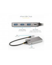 StarTech.com 4-Port USB-C Hub with DP Alt Mode Video Output 4K 60Hz 3x USB-A 1x 100W Power Delivery Pass-Through USB 3.2 Gen 2 10Gbps Portable Type-C to Type-A/C 1ft 30cm Host Cable 1 x + 3 x 2 Desktop (HB31C3A1CDPPD3)